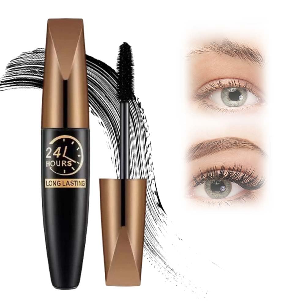 4D Silk Fiber Lash Mascara, Lengthening and Thick, 2025 New Black Fibre Mascaras, Waterproof Smudge Proof, Long Lasting, Fuller Lashes Amplify, All Day Exquisitely Full (Black, 1PCS)