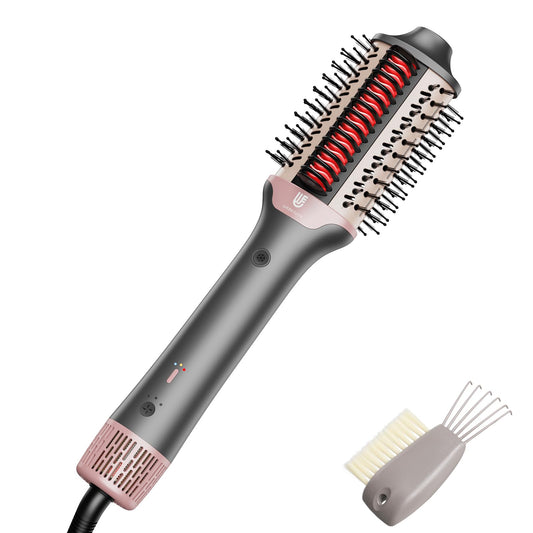 2-in-1 Blow Dryer Brush & Hair Straightener, Ionic & Ceramic Thermal Brush with Adjustable Heat & Cool Shot 110000 RPM Motor High-Speed Motor for Frizz-Free, Smoother & Voluminous Hair, Grey with Use