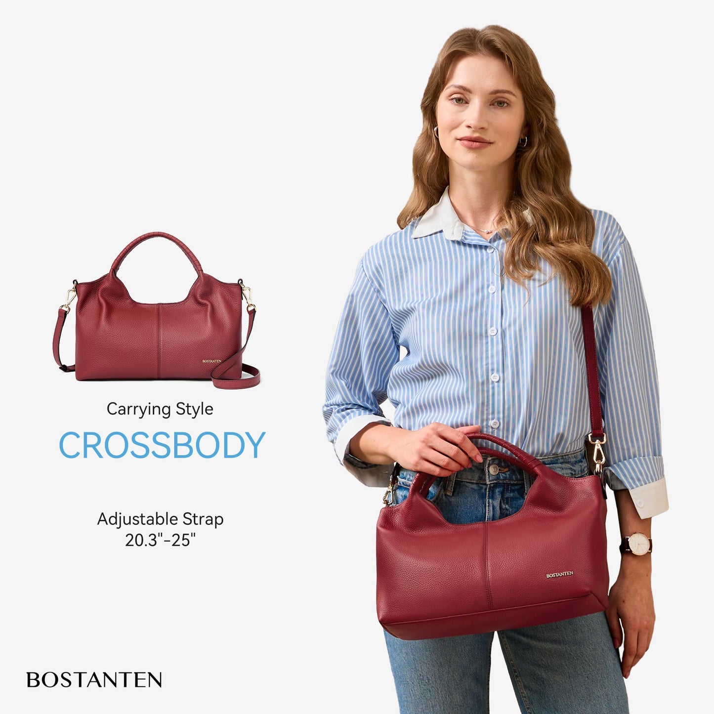 BOSTANTEN Purses for Women Designer Handbags Crossbody Shoulder Top Handle Satchel Bags Gift Box Packaging Red