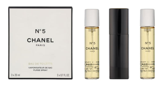 No. 5 by Chanel for Women, Set (Eau De Toilette Spray 0.7 Ounce, Two Eau De Toilette Refills, 0.7 Ounce Each)