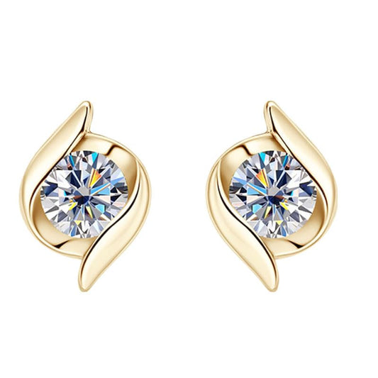 14K Solid Gold over S925 Silver 0.5 Carat Diamond Earrings, Round Cut Ear Studs, Ideal Ear Accessories, Unique Gift (Yellow Gold)