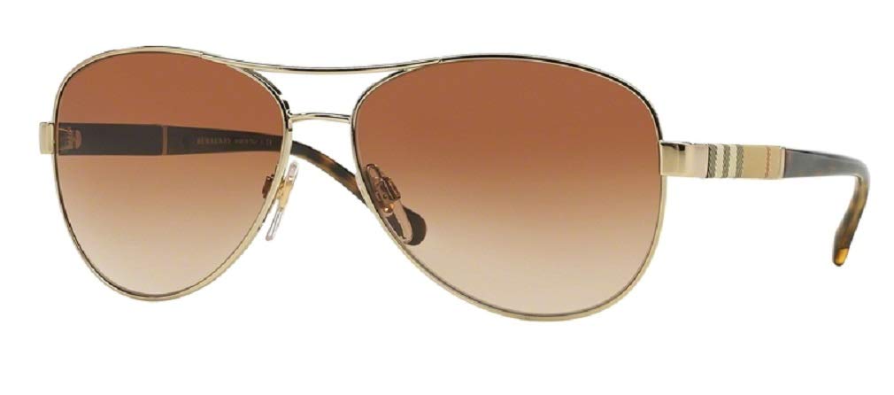BURBERRY BE3080 114513 59M Light Gold/Brown Gradient Aviator Sunglasses For Women+BUNDLE with ACCESSORY EYEWEAR KIT