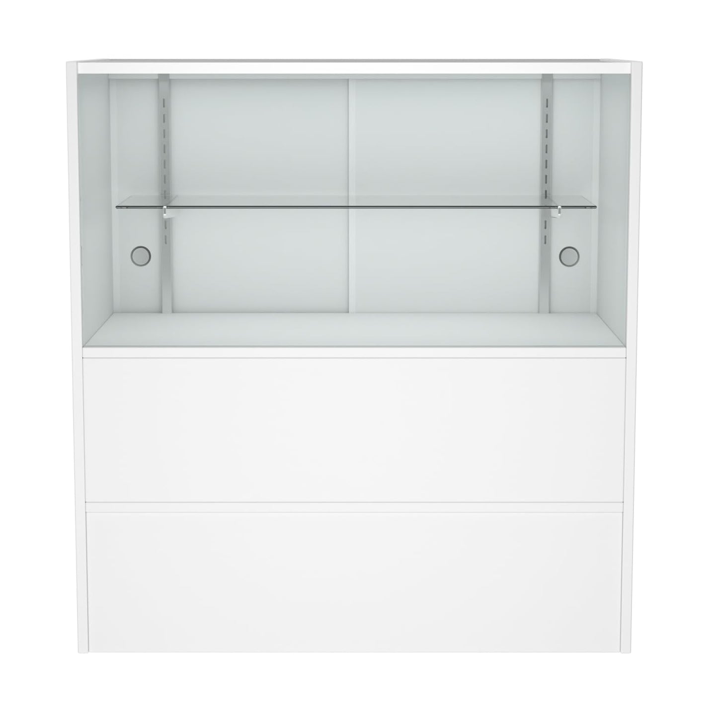 WISDOMFUR 3-Foot Retail Display Showcase Cabinet – 36"x18"x38" Half Vision Glass Top Case with Storage Base, White – Jewelry, Collectibles, Electronics, Boutique Counter Display