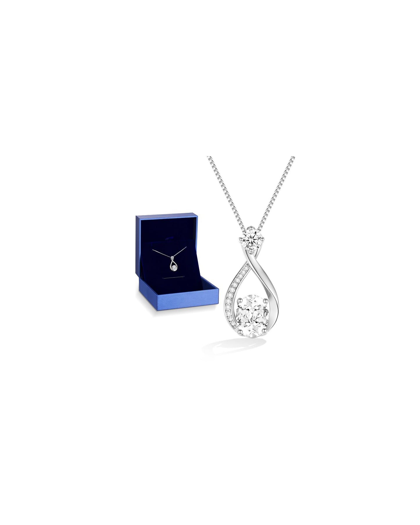 geweio 1.5CT Moissanite Infinity Pendant Necklace Anniversary Wedding Gifts for Women Wife Her S925 Sterling Silver 18K White Gold/Gold Filled Jewelry for Birthday Mothers Christmas Valentines Day
