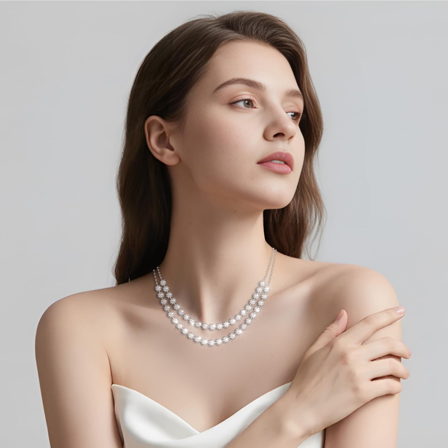 WHANHE Moissanite necklace for women, anniversary or wedding necklace for your wife, elegant gift for your loved one, birthday or Christmas jewelry (silver)