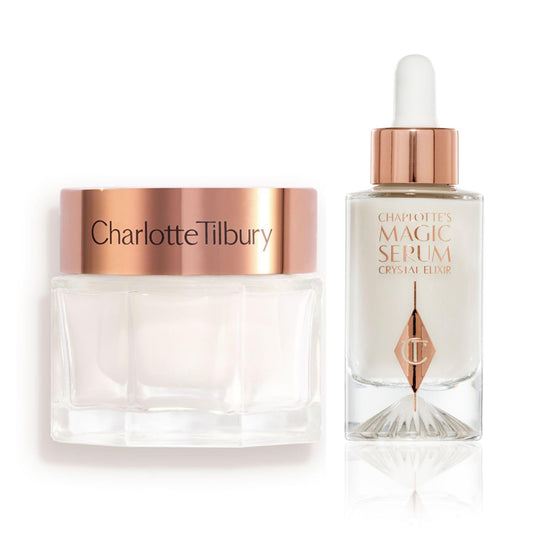 Charlotte Tilbury Magic Cream Face Moisturizer & Magic Serum Crystal Elixir Bundle - Firming & Hydrating Skincare Duo with Vitamin C, Peptides & Hyaluronic Acid (2 Piece Set)