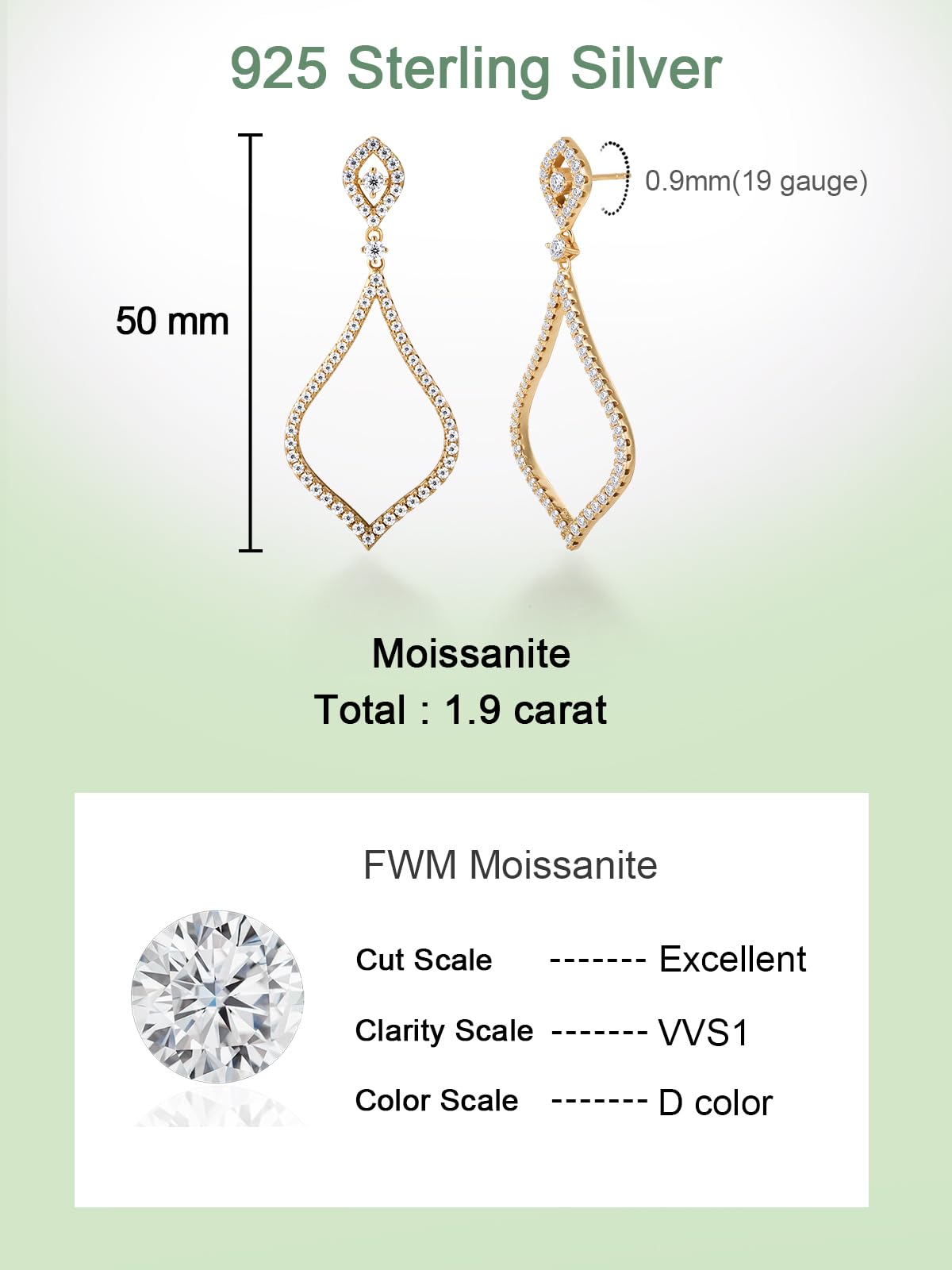 Womens Tear Drop Statement Earrings Gold 925 Silver Prom Diamond Dangly Drop Earrings for Wedding Valentines Jewelry