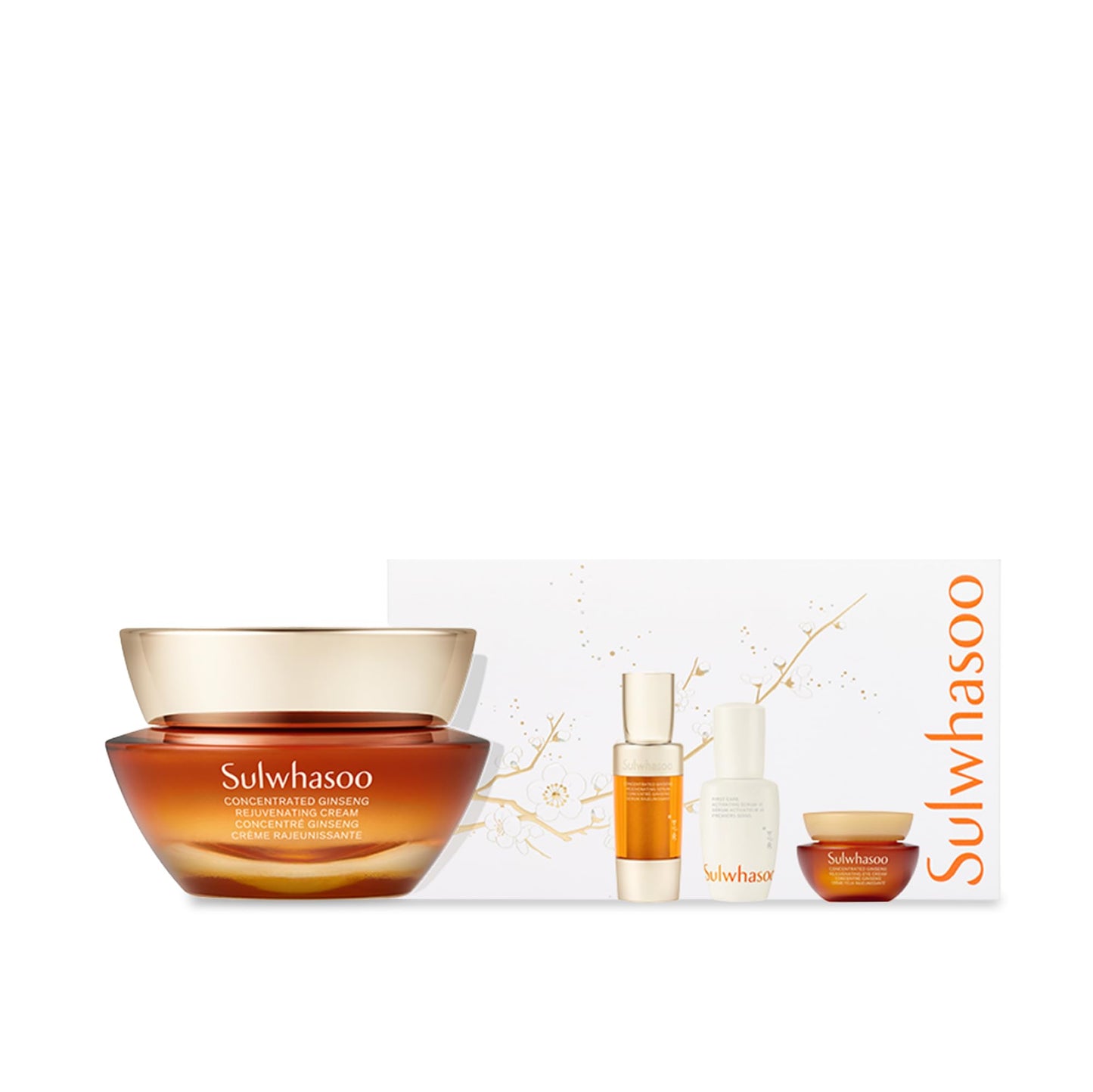 Sulwhasoo Concentrated Ginseng Renewing Cream Set Holiday 2025 - A four-piece ritual featuring full-sized Concentrated Ginseng Rejuvenating Cream and deluxe sizes of our serum and eye cream.