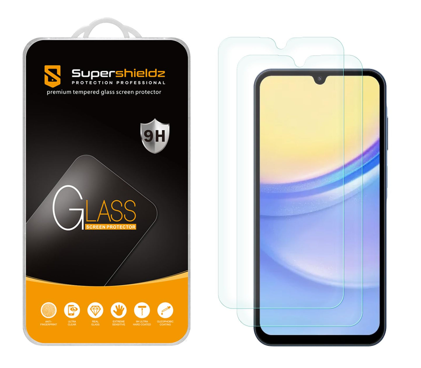 Supershieldz (2 Pack) Designed for Samsung Galaxy A15 5G Tempered Glass Screen Protector, Anti Scratch, Bubble Free