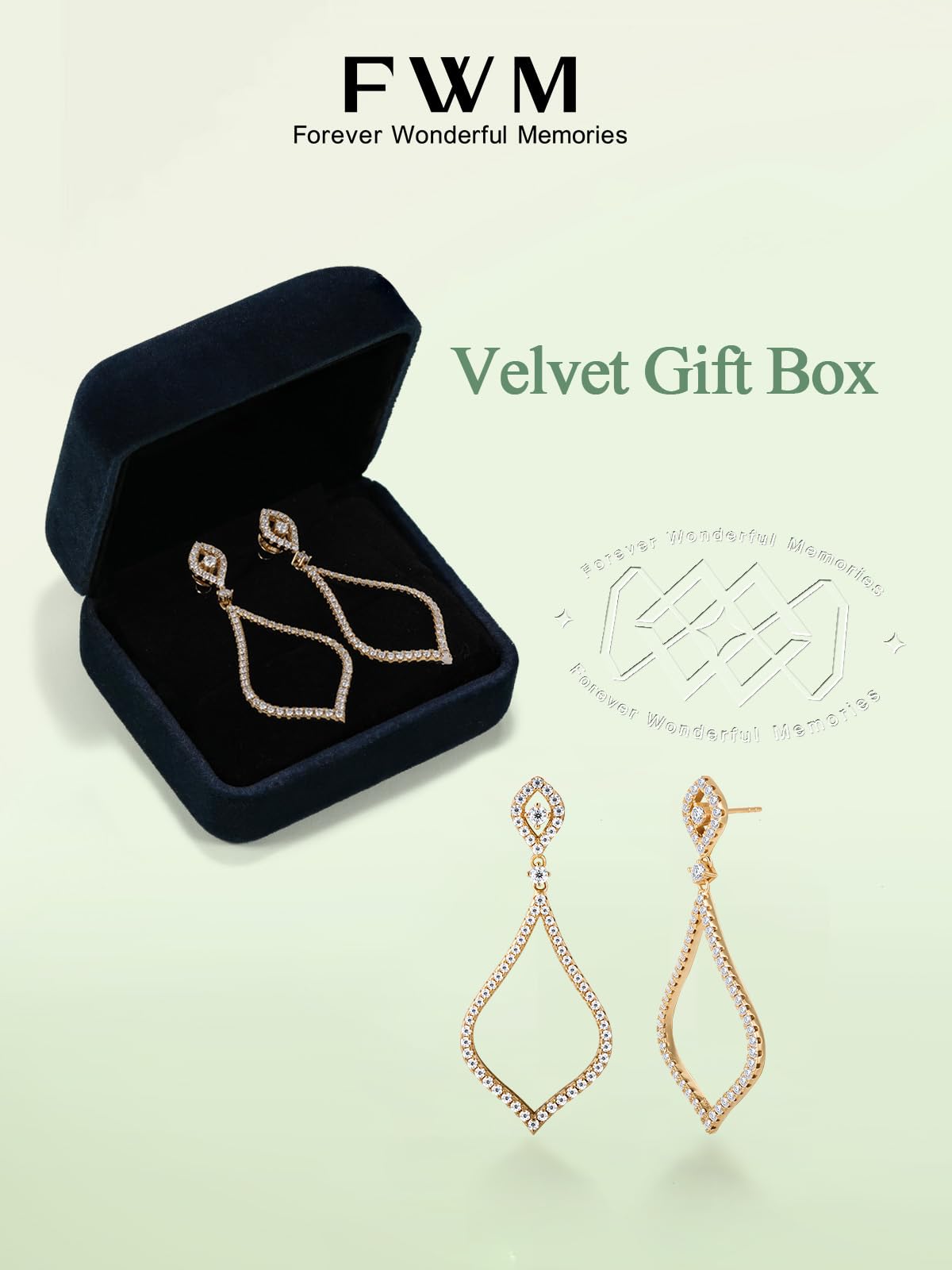 Womens Tear Drop Statement Earrings Gold 925 Silver Prom Diamond Dangly Drop Earrings for Wedding Valentines Jewelry