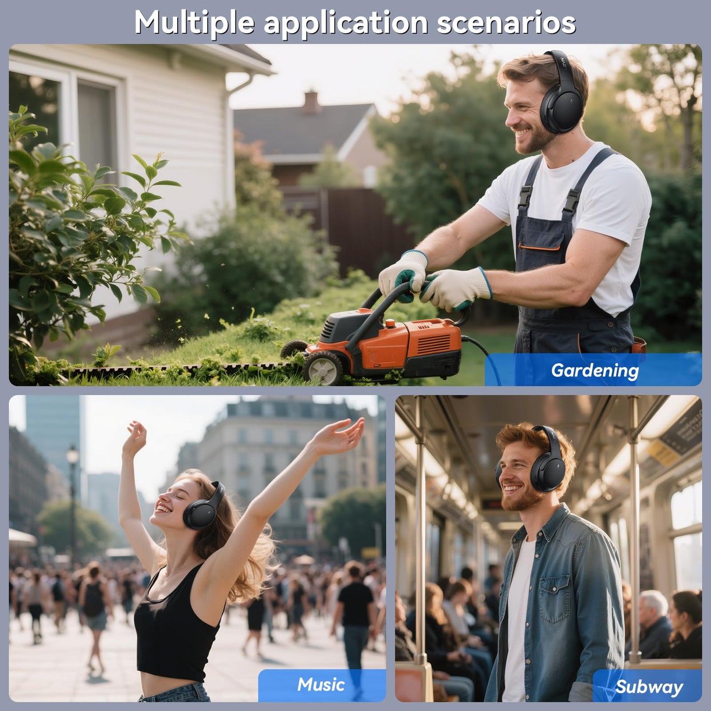 LEVN Hybrid Active Noise Cancelling Headphones, Wireless Headphones Bluetooth 5.4 with Transparent Mode, Hi-Res Audio, Deep Bass, 70H Playtime Over Ear Bluetooth Headset for Work/Travel/Home/Office
