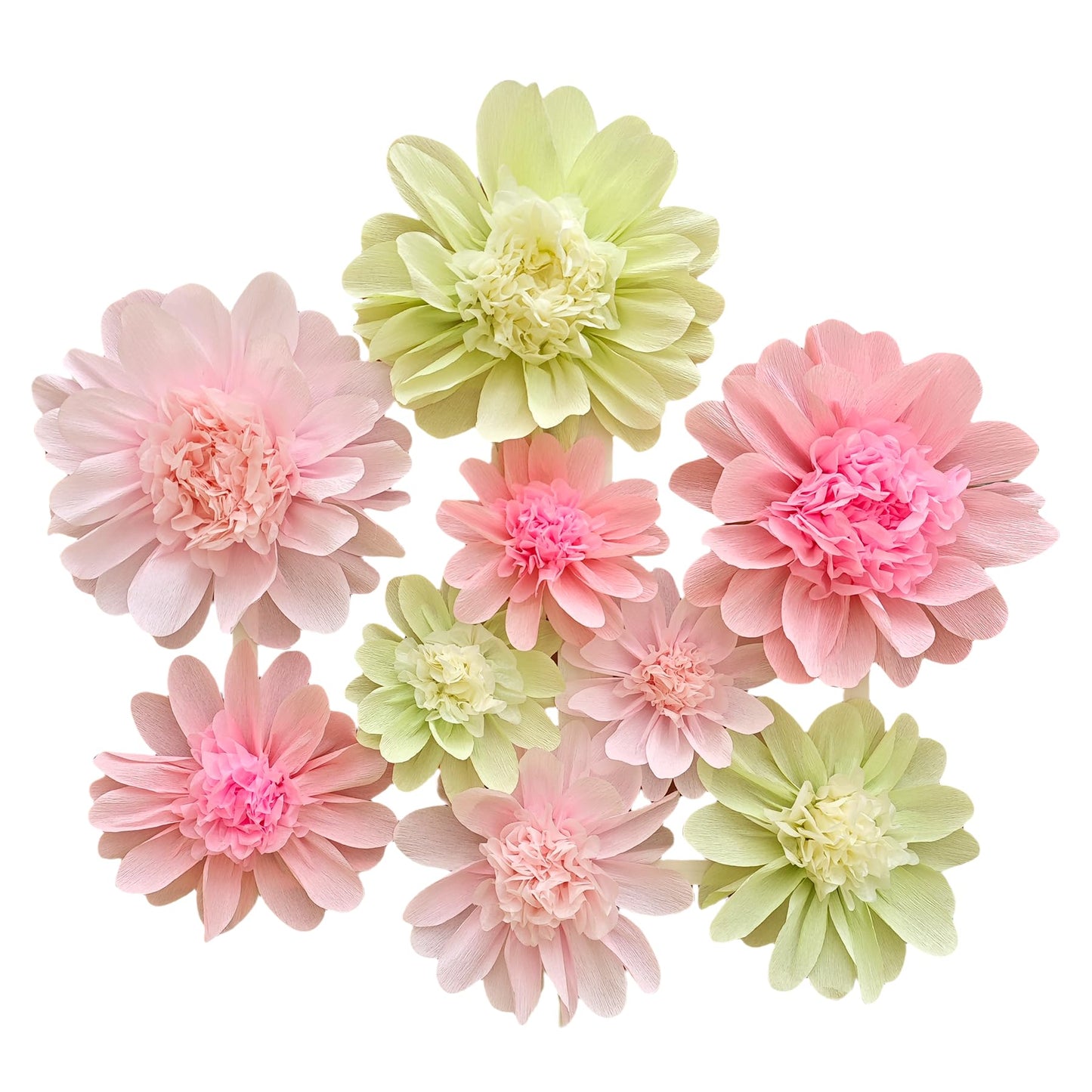 Mybbshower Crepe Paper Flower for Wall Decor Girls Birthday Party Backdrop Baby Shower Nursery Room Decoration Pack of 9 (Blush Pink Mint)