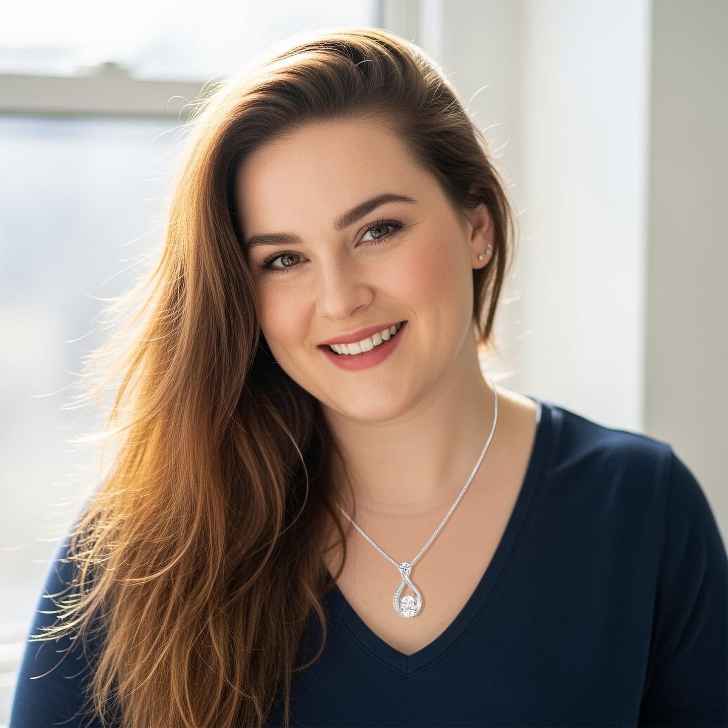 geweio 1.5CT Moissanite Infinity Pendant Necklace Anniversary Wedding Gifts for Women Wife Her S925 Sterling Silver 18K White Gold/Gold Filled Jewelry for Birthday Mothers Christmas Valentines Day