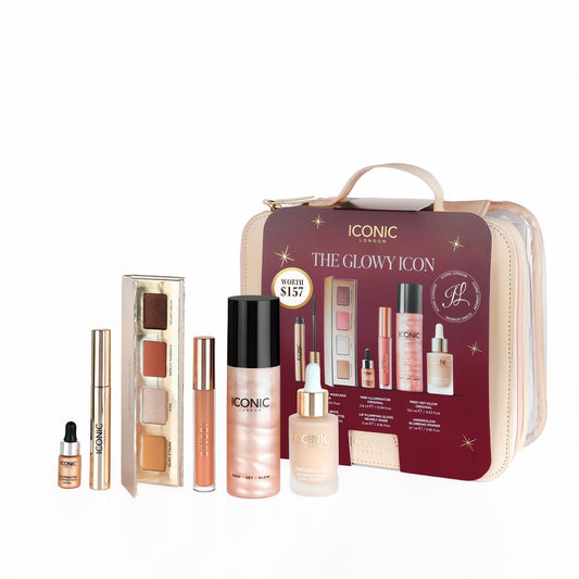 ICONIC LONDON The Glowy Icon | 6 Piece Set, Includes Underglow Blurring Primer, Prep Set Glow and More, Great for Gifting