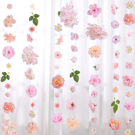 8 Pcs x 6 ft Hanging Flower Garland for Decorations Flower Garlands for Backdrop Fake Floral Vines Wall Decor Spring Wildflower Flowers Curtain Flower Strings for Home Room Wedding Arch Garden Party
