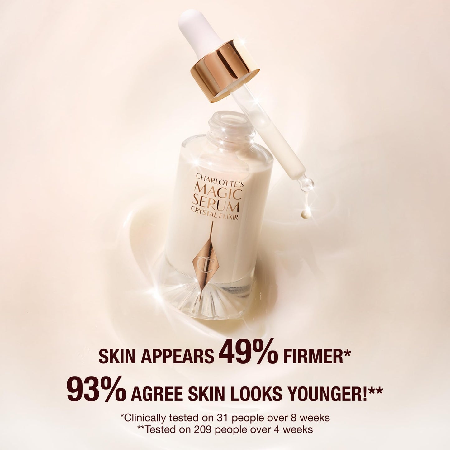 Charlotte Tilbury Magic Cream Face Moisturizer & Magic Serum Crystal Elixir Bundle - Firming & Hydrating Skincare Duo with Vitamin C, Peptides & Hyaluronic Acid (2 Piece Set)