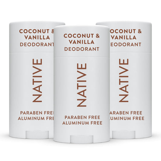 Native Aluminum-Free Clean Deodorant Natural Derived Ingredients, 72HR odor control | Deodorant for Women and Men, Baking Soda, Coconut Oil, Shea Butter | Coconut & Vanilla, 3 pack