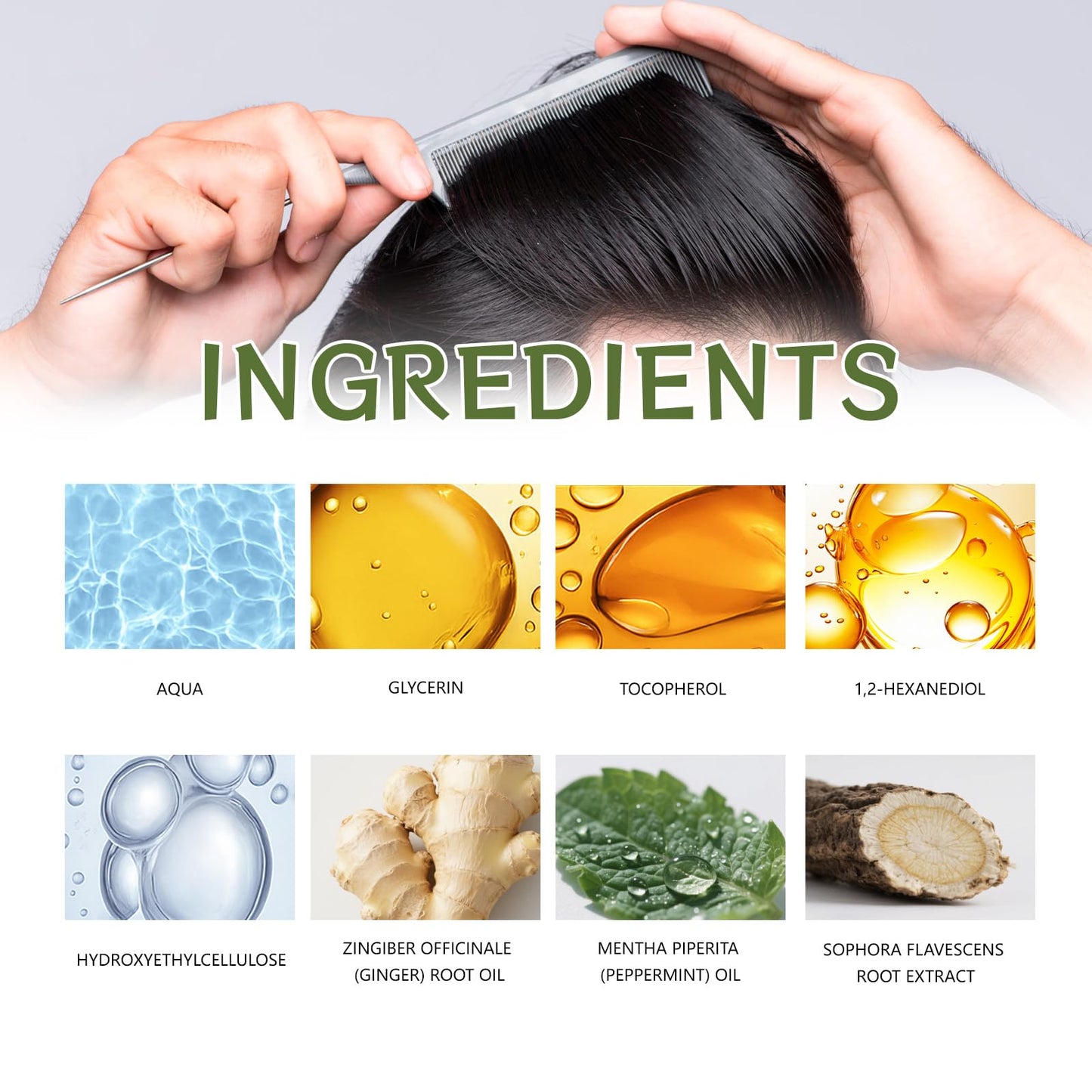 Hair Regrowth System, Advanced Hair Growth Treatment Serum | Ginseng, Eclipta Prostrata, Peppermint Oil and Ginger Root-Ingrown Hair Treatment-Strengthens Roots, For Men and Women (1PCS)