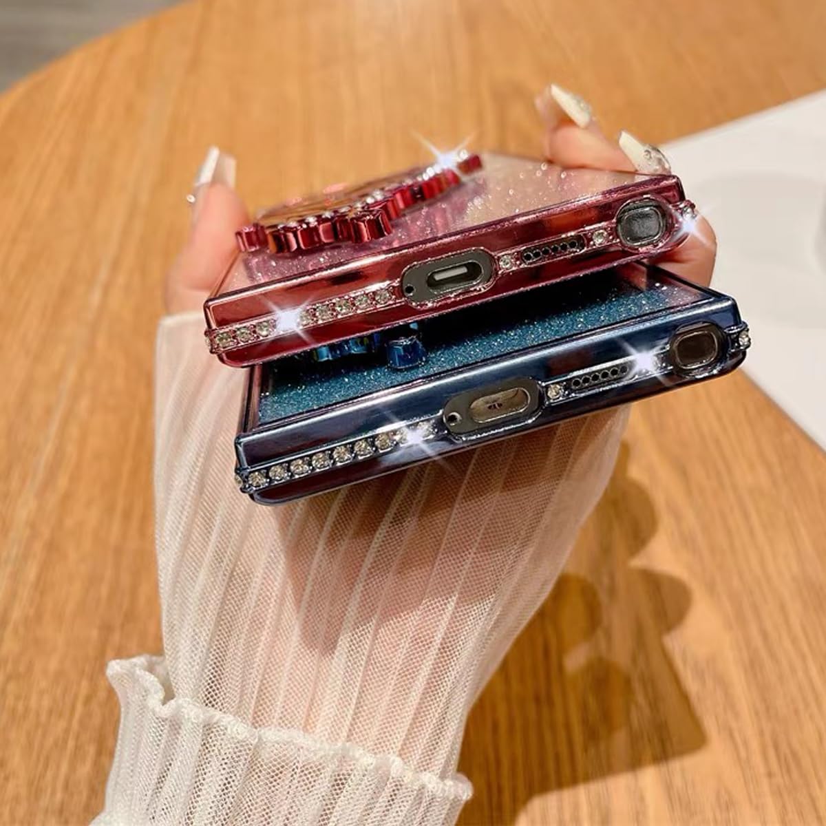 Changjia for Samsung Galaxy S25 Glitter 3D Butterfly Case,Cute Luxury Bling Sparkly Diamond Rhinestone Liquid Flowing Case with Camera Lens Protector TPU Bumper Women Girls Cover for Galaxy S25,Purple