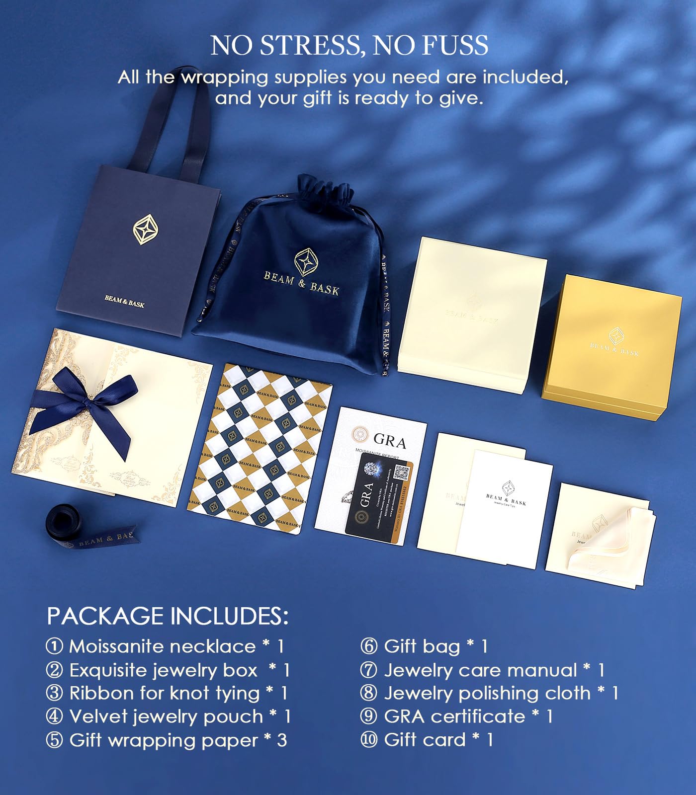 Beam & Bask 2 Ct Moissanite Double Heart Pendant Necklace for Wife, 18K Gold Plated S925 Silver Jewelry for Women Girlfriend Mom Her on Anniversary Birthday