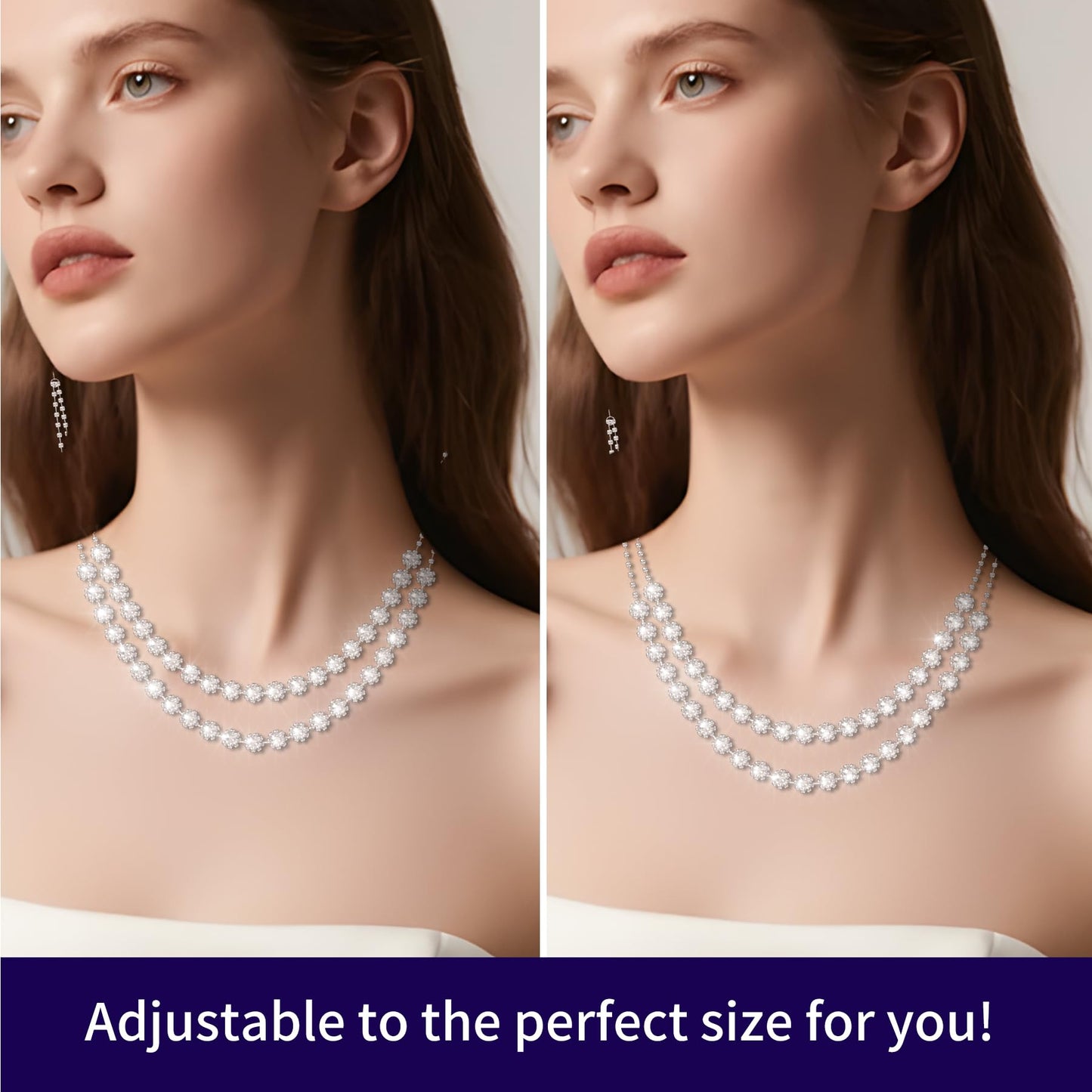 WHANHE Moissanite necklace for women, anniversary or wedding necklace for your wife, elegant gift for your loved one, birthday or Christmas jewelry (silver)