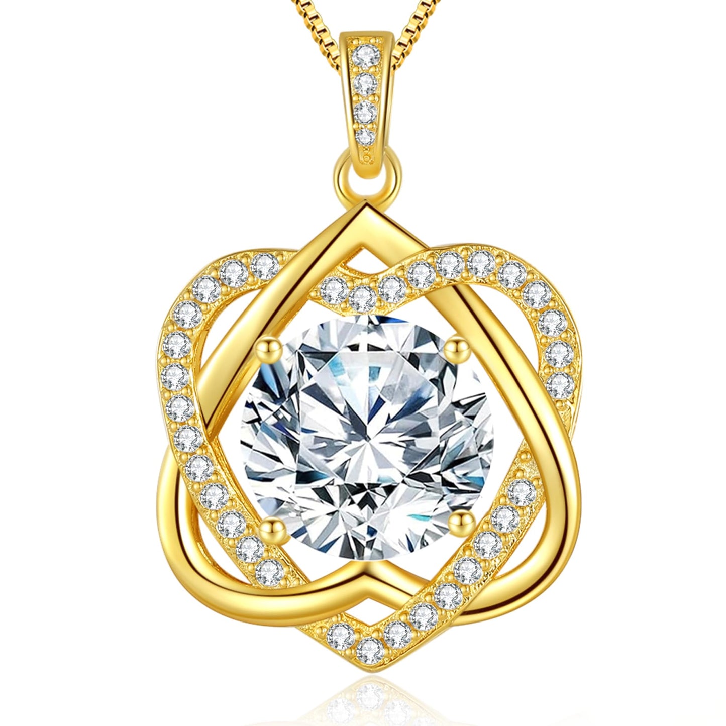 N9NEMUSES Moissanite Heart Pendant Gold Necklaces for Women, 5 Carats Moissanite Sterling Silver Pendant Jewelry, Ideal Anniversary Present or Birthday Gifts for Wife Her Girlfriend Mom Daughter