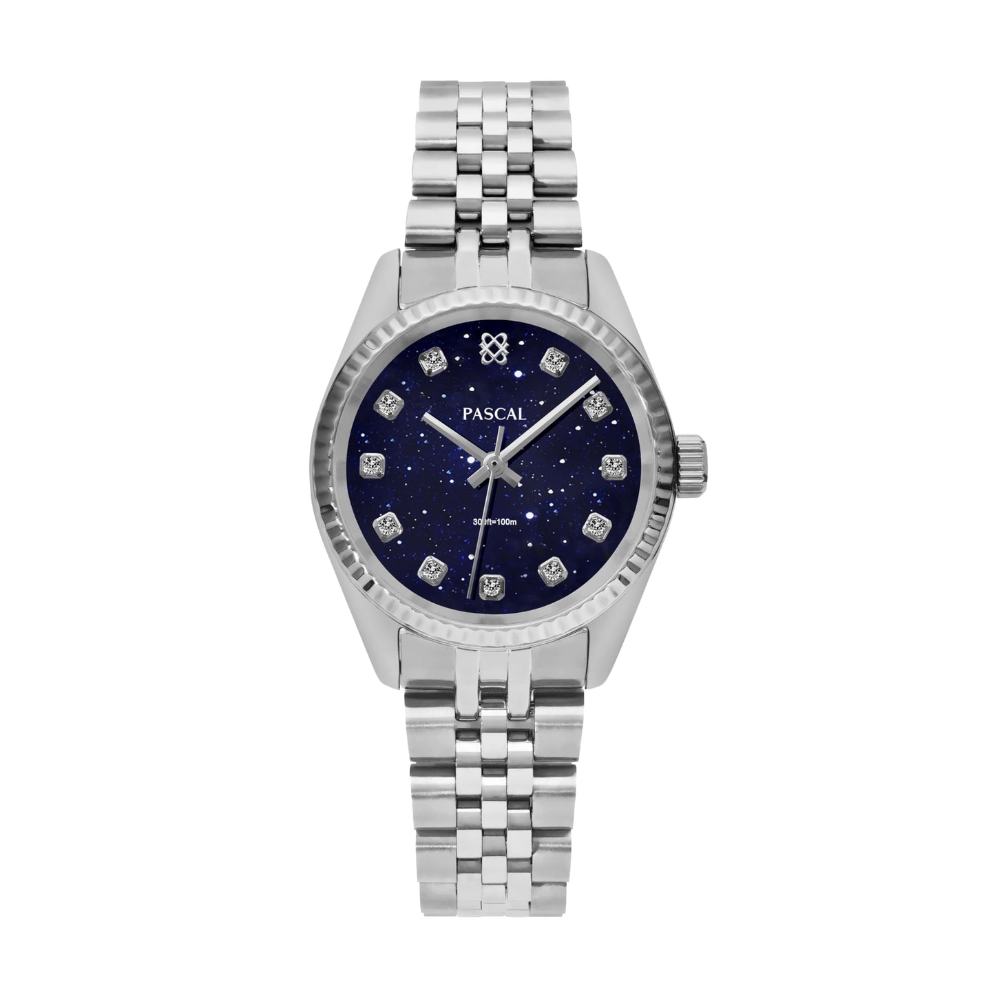 PASCAL Timeless Classic Diamond Watch for Women – Swiss Quartz Timepiece with Lab-Grown Diamonds & Sapphire Crystal (Navy,31MM)