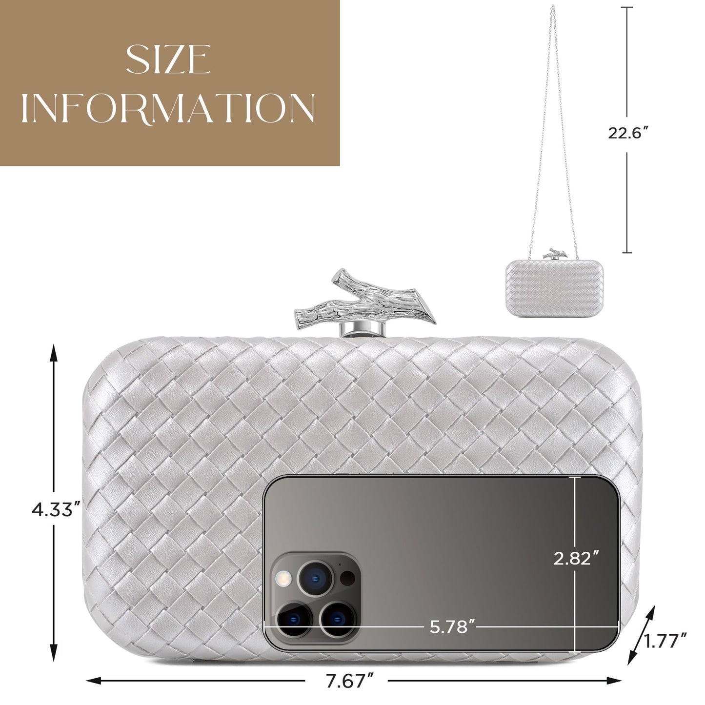 CHUNLI Clutch Purses for Women Evening/Wedding Chic Woven Bag Formal PU Leather Purse Designer Handbags for Women