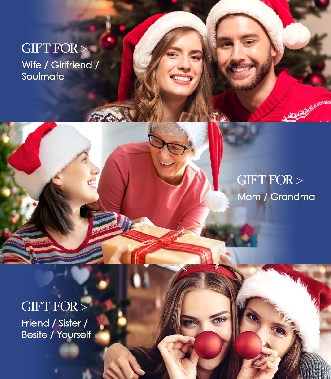 Beam & Bask 2 Ct Moissanite Double Heart Pendant Necklace for Wife, 18K Gold Plated S925 Silver Jewelry for Women Girlfriend Mom Her on Anniversary Birthday