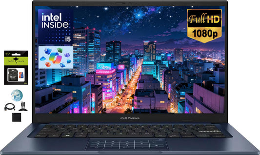 ASUS Vivobook 14" FHD Laptop for Student Business Home School, Intel 10-Core i5-1334U, 24GB RAM 1TB SSD, Numeric Keypad, Private Webcam, Windows 11