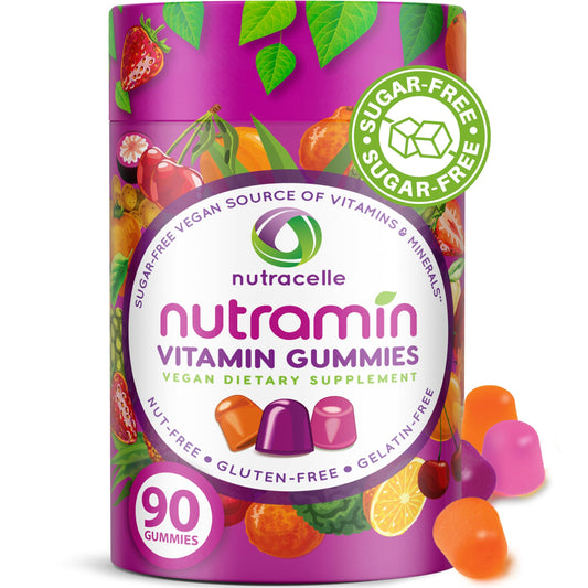 NUTRAMIN Daily Vegan Keto Multivitamin Gummies Non-GMO Natural Vitamin C, D + Zinc for Immunity, Plant-Based, Sugar-Free, Nut-Free, Gluten-Free, Biotin, Vitamin A, B, B6, B12 & More 90 Count, 45 Days