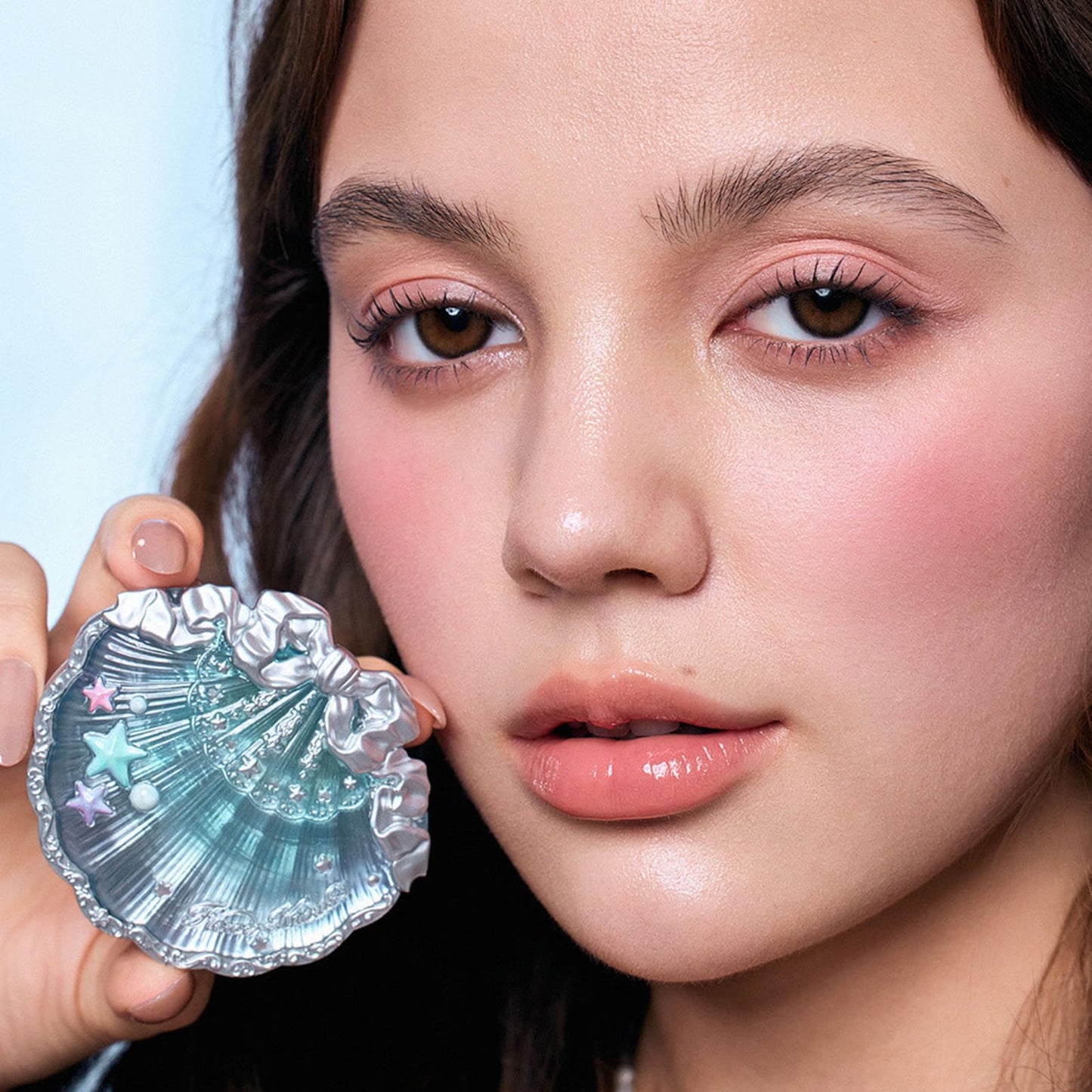 Flower Knows Shell’s Jewel 13-Piece Makeup Gift Box Set,Lip Gloss×2+Blush×1+ Eyeshadow Palette×1+Highlighter×3+Hand Mirror×1+Hair Clip×1+Mini Powder Puff×1+Blush Brush×1+Eyeshadow Brush×1+Gift Box×1