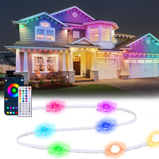 200FT Permanent Outdoor Lights, RGB LED Eaves Lights with App/Remote Control,Waterproof Smart String Lights for Christmas and All Holiday Decor,Daily and Party Lighting,House Roof and Garden Lighting