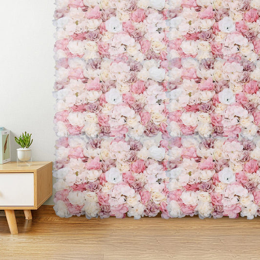 DNYSYSJ Flower Wall 12PCS 23.62"" x 15.75"" x 0.79"" Lifelike Pink & White Hydrangea Artificial Flowers Panel Silk Fabric Floral Wall Mat Rose Flower Wall Backdrop Decors, VUIFGBP4HRP04