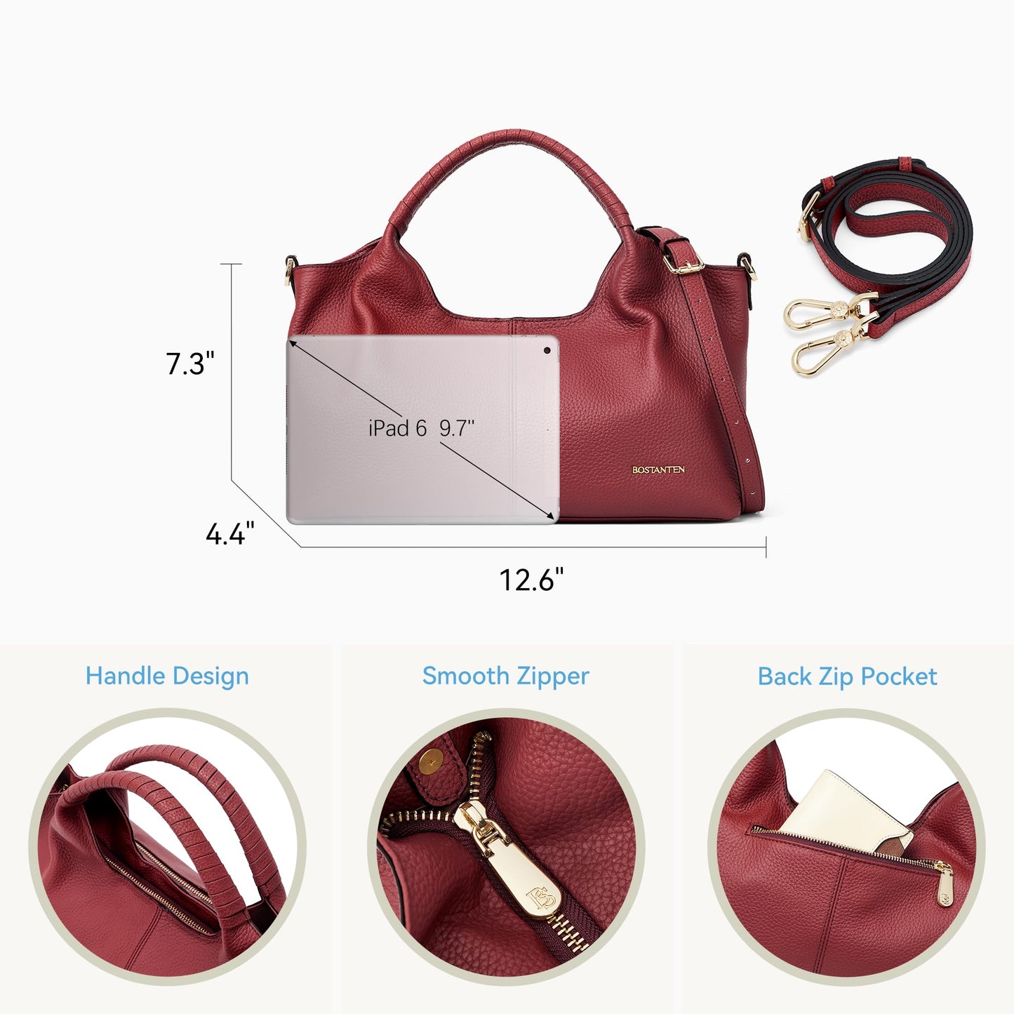BOSTANTEN Purses for Women Designer Handbags Crossbody Shoulder Top Handle Satchel Bags Gift Box Packaging Red