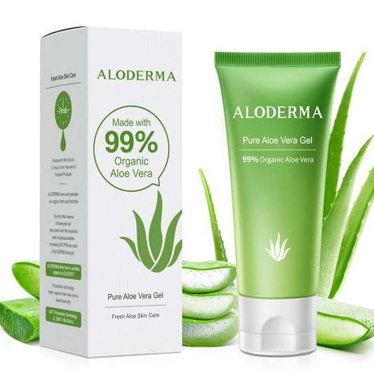 Aloderma 99% Organic Aloe Vera Gel for Face Made within 12 Hours of Harvest - Natural Hydrating Pure Aloe Vera for Soothing Skincare - Moisturizing Aloe Gel for Skin, Face, & Sensitive Skin, 4.02 oz